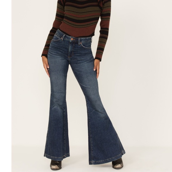 Wrangler Women's Flare Jeans - Dark Blue - Picture 2 of 10